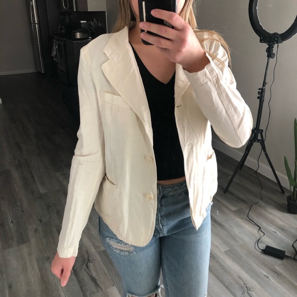 Vince Jackets & Blazers - Vince linen blend ivory button front blazer size 4